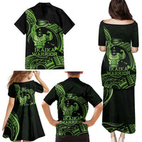 Green Hawaii Ikaika Warrior Family Matching Puletasi and Hawaiian Shirt Hawaiian Power LT14 - Polynesian Pride