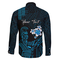 Personalised Hawaii King Kamehameha Day Family Matching Puletasi and Hawaiian Shirt Plumeria With Kakau Pattern - Blue LT14 - Polynesian Pride
