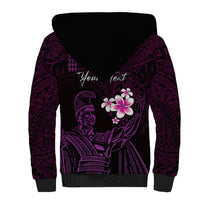 Personalised Hawaii King Kamehameha Day Sherpa Hoodie - Plumeria With Kakau Pattern Purple LT14 - Polynesian Pride