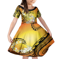 Polynesia Easter Day Kid Short Sleeve Dress He Is Risen Lilium Longiflorum Polynesian Pattern