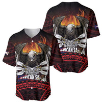 Fautasi Race Day American Samoa Baseball Jersey Bald Eagle Polynesian Tattoo