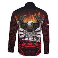 Fautasi Race Day American Samoa Family Matching Off The Shoulder Long Sleeve Dress and Hawaiian Shirt Bald Eagle Polynesian Tattoo LT14 - Polynesian Pride