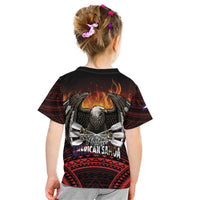 Fautasi Race Day American Samoa Kid T Shirt Bald Eagle Polynesian Tattoo