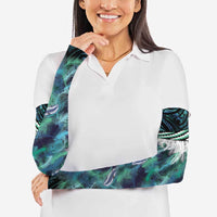 Turquoise Traditional Cloak Aotearoa Arm Sleeves Maori Paua Shell Korowai Pattern - Polynesian Pride