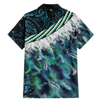 Turquoise Traditional Cloak Aotearoa Family Matching Puletasi and Hawaiian Shirt Maori Paua Shell Korowai Pattern LT14 - Polynesian Pride