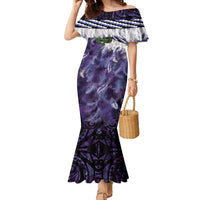 Purple Traditional Cloak Aotearoa Family Matching Mermaid Dress and Hawaiian Shirt Maori Paua Shell Korowai Pattern LT14 Mom's Dress Purple - Polynesian Pride