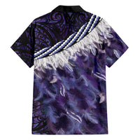 Purple Traditional Cloak Aotearoa Family Matching Off The Shoulder Long Sleeve Dress and Hawaiian Shirt Maori Paua Shell Korowai Pattern LT14 - Polynesian Pride