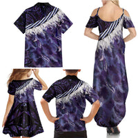 Purple Traditional Cloak Aotearoa Family Matching Summer Maxi Dress and Hawaiian Shirt Maori Paua Shell Korowai Pattern LT14 - Polynesian Pride