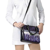 Purple Traditional Cloak Aotearoa Shoulder Handbag Maori Paua Shell Korowai Pattern