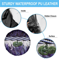 Purple Traditional Cloak Aotearoa Spare Tire Cover Maori Paua Shell Korowai Pattern