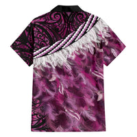 Pink Traditional Cloak Aotearoa Family Matching Off Shoulder Maxi Dress and Hawaiian Shirt Maori Paua Shell Korowai Pattern LT14 - Polynesian Pride