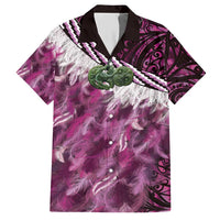 Pink Traditional Cloak Aotearoa Hawaiian Shirt Maori Paua Shell Korowai Pattern