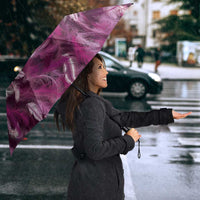 Pink Traditional Cloak Aotearoa Umbrella Maori Paua Shell Korowai Pattern - Polynesian Pride