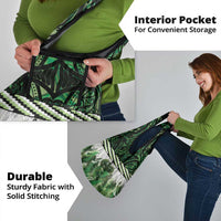 Green Traditional Cloak Aotearoa Grocery Bag Maori Paua Shell Korowai Pattern