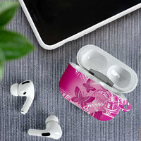 Polynesia Breast Cancer Awareness AirPods Case Think Pink Ribbon Polynesian Butterflies