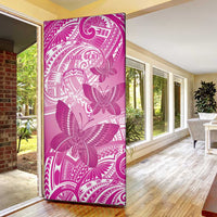 Personalised Polynesia Breast Cancer Awareness Door Cover Think Pink Ribbon Polynesian Butterflies