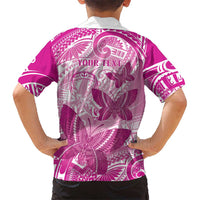 Personalised Polynesia Breast Cancer Awareness Family Matching Long Sleeve Bodycon Dress and Hawaiian Shirt Think Pink Ribbon Polynesian Butterflies LT14 - Polynesian Pride