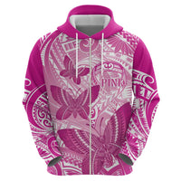 Personalised Polynesia Breast Cancer Awareness Hoodie Think Pink Ribbon Polynesian Butterflies