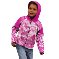 Personalised Polynesia Breast Cancer Awareness Kid Hoodie Think Pink Ribbon Polynesian Butterflies