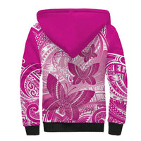 Personalised Polynesia Breast Cancer Awareness Sherpa Hoodie Think Pink Ribbon Polynesian Butterflies