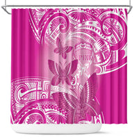 Polynesia Breast Cancer Awareness Shower Curtain Think Pink Ribbon Polynesian Butterflies
