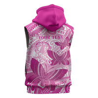 Personalised Polynesia Breast Cancer Awareness Sleeveless Zip Hoodie Think Pink Ribbon Polynesian Butterflies