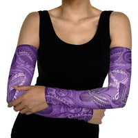 Personalised Polynesia Lupus Awareness Month Arm Sleeves Warrior Purple Ribbon Polynesian Butterflies