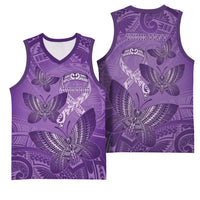 Personalised Polynesia Lupus Awareness Month Basketball Jersey Warrior Purple Ribbon Polynesian Butterflies
