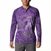 Personalised Polynesia Lupus Awareness Month Button Sweatshirt Warrior Purple Ribbon Polynesian Butterflies