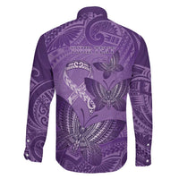 Personalised Polynesia Lupus Awareness Month Family Matching Off The Shoulder Long Sleeve Dress and Hawaiian Shirt Warrior Purple Ribbon Polynesian Butterflies LT14 - Polynesian Pride