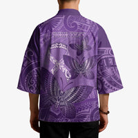 Personalised Polynesia Lupus Awareness Month Kimono Warrior Purple Ribbon Polynesian Butterflies