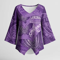 Personalised Polynesia Lupus Awareness Month Kimono Sleeve Blouse Warrior Purple Ribbon Polynesian Butterflies