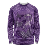Personalised Polynesia Lupus Awareness Month Long Sleeve Shirt Warrior Purple Ribbon Polynesian Butterflies