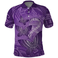 Personalised Polynesia Lupus Awareness Month Polo Shirt Warrior Purple Ribbon Polynesian Butterflies