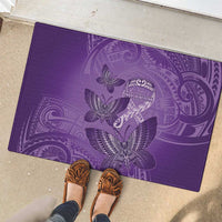 Polynesia Lupus Awareness Month Rubber Doormat Warrior Purple Ribbon Polynesian Butterflies