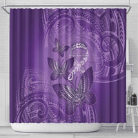 Polynesia Lupus Awareness Month Shower Curtain Warrior Purple Ribbon Polynesian Butterflies