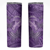 Personalised Polynesia Lupus Awareness Month Skinny Tumbler Warrior Purple Ribbon Polynesian Butterflies LT14 Purple - Polynesian Pride