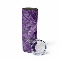 Personalised Polynesia Lupus Awareness Month Skinny Tumbler Warrior Purple Ribbon Polynesian Butterflies LT14 - Polynesian Pride