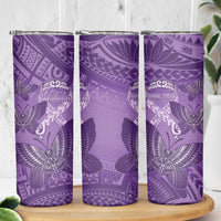 Personalised Polynesia Lupus Awareness Month Skinny Tumbler Warrior Purple Ribbon Polynesian Butterflies LT14 - Polynesian Pride