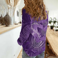 Personalised Polynesia Lupus Awareness Month Women Casual Shirt Warrior Purple Ribbon Polynesian Butterflies LT14 - Polynesian Pride