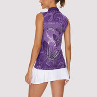 Personalised Polynesia Lupus Awareness Month Women Sleeveless Polo Shirt Warrior Purple Ribbon Polynesian Butterflies LT14 - Polynesian Pride