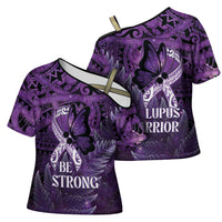 Lupus Awareness Month New Zealand Cross Shoulder Shirt Be Strong Warrior Maori Silver Fern LT14 - Polynesian Pride