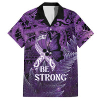 Lupus Awareness Month New Zealand Family Matching Tank Maxi Dress and Hawaiian Shirt Be Strong Warrior Maori Silver Fern LT14 Dad's Shirt - Short Sleeve Purple - Polynesian Pride