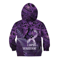 Lupus Awareness Month New Zealand Kid Hoodie Be Strong Warrior Maori Silver Fern LT14 - Polynesian Pride