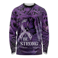 Lupus Awareness Month New Zealand Long Sleeve Shirt Be Strong Warrior Maori Silver Fern LT14 Unisex Purple - Polynesian Pride