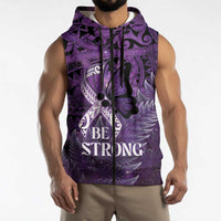 Lupus Awareness Month New Zealand Sleeveless Zip Hoodie Be Strong Warrior Maori Silver Fern LT14 - Polynesian Pride