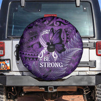 Lupus Awareness Month New Zealand Spare Tire Cover Be Strong Warrior Maori Silver Fern LT14 Purple - Polynesian Pride