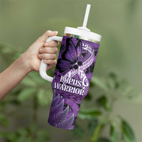 Lupus Awareness Month New Zealand Tumbler With Handle Be Strong Warrior Maori Silver Fern LT14 - Polynesian Pride