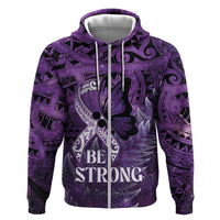 Lupus Awareness Month New Zealand Zip Hoodie Be Strong Warrior Maori Silver Fern LT14 Zip Hoodie Purple - Polynesian Pride
