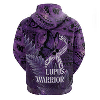 Lupus Awareness Month New Zealand Zip Hoodie Be Strong Warrior Maori Silver Fern LT14 - Polynesian Pride